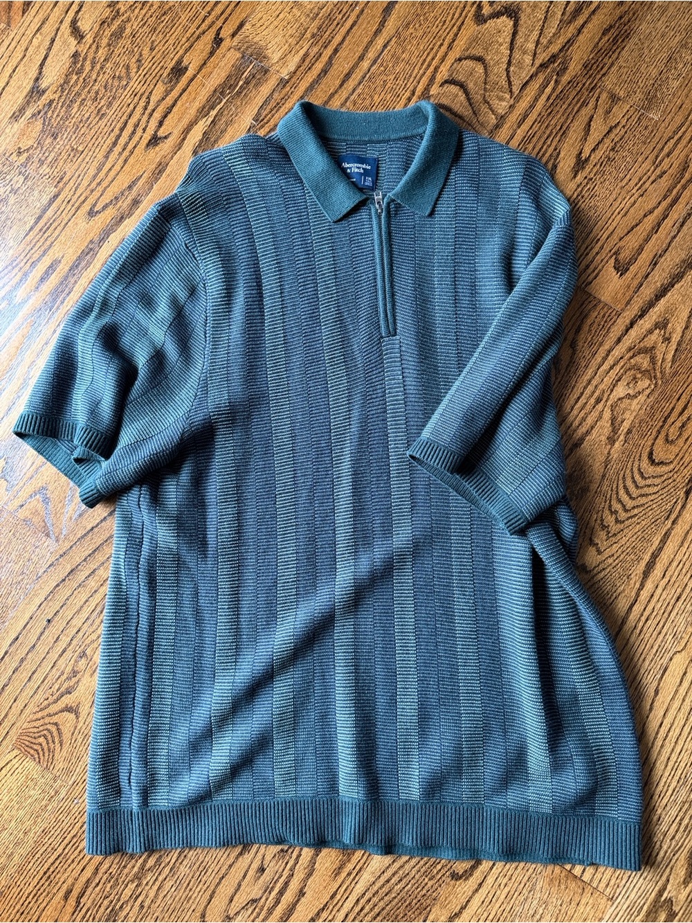 NWOT Abercrombie & Fitch Teal Ribbed Half-Zip Polo Sweater